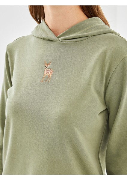 Yeni Sezon Kapüşonlu Nakışlı Kadın Sweatshirt Tunik modelleri