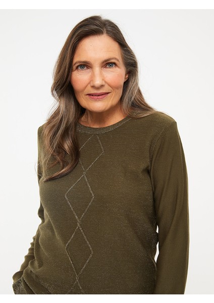 Yeni Sezon Bisiklet Yaka Sim Detaylı Uzun Kollu Kadın Triko Kazak modelleri