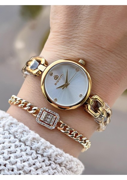 Mini Vintage Kasa Çelik Kordon 2 Yıl Garantili 3 Atm Kadın Kol Saati+Bileklik YBG.10654.4