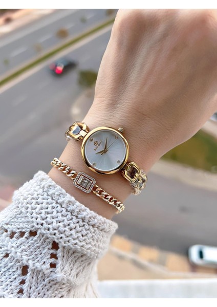 Mini Vintage Kasa Çelik Kordon 2 Yıl Garantili 3 Atm Kadın Kol Saati+Bileklik YBG.10654.4 fiyatları