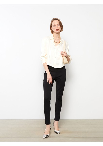 Yeni Sezon Kadın Beli Lastikli Düz Pantolon