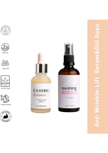 Doğal Türevli Cildi Gençleştirmeye Yardımcı Dolgunlaştırıcı Etkili Botoks Serum ve Gül Suyu