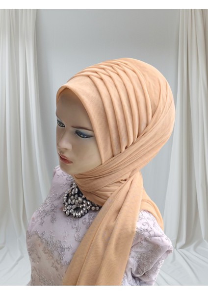 Gold Esnek Kumaş Tek Tek Model Hazır Duvak Hazır Şal Hazır Türban