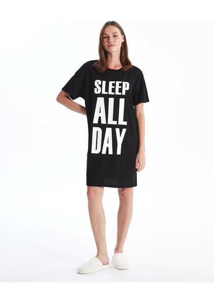 Yeni Sezon Bisiklet Yaka Baskılı Kadın Gecelik fiyatları