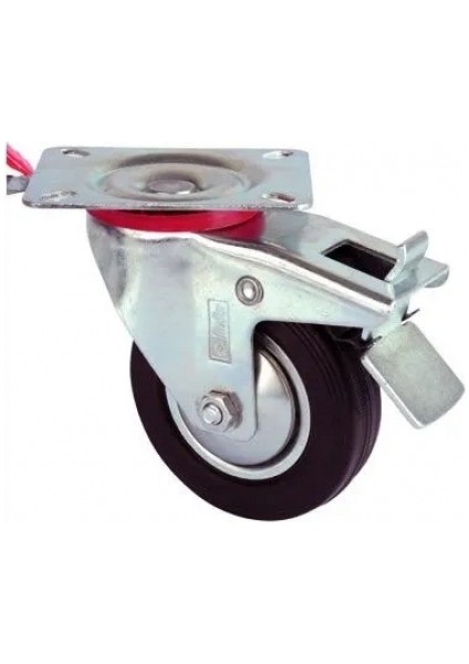 Servis Tekeri - Frenli Tablalı Siyah Döner - Çap 80 mm