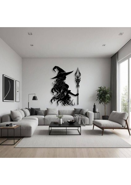 Büyücü Kadın Metal Duvar Dekoru – Fantastik ve Gotik Sanat Tasarımı fırsatları