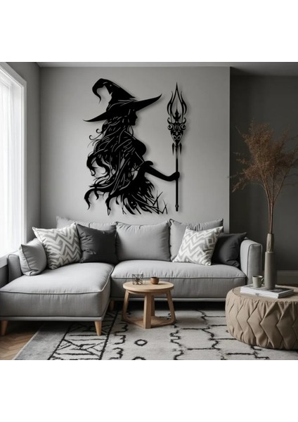 Büyücü Kadın Metal Duvar Dekoru – Fantastik ve Gotik Sanat Tasarımı indirimleri