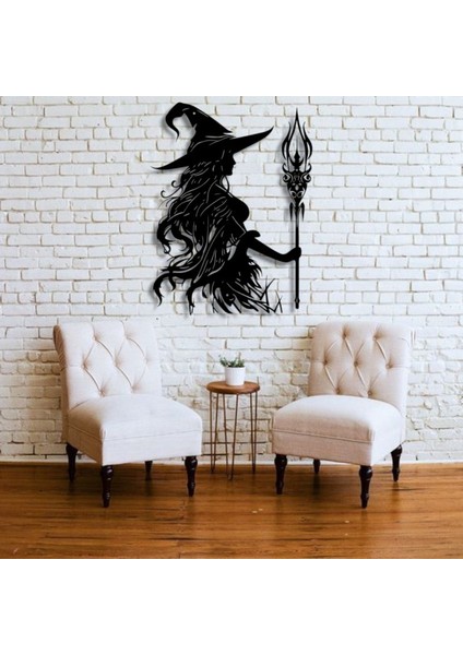 Büyücü Kadın Metal Duvar Dekoru – Fantastik ve Gotik Sanat Tasarımı