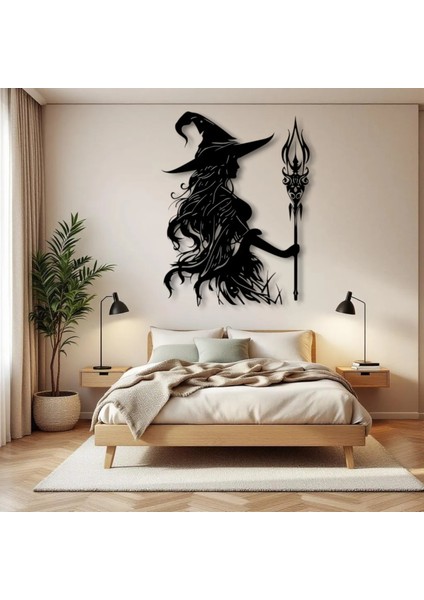 Büyücü Kadın Metal Duvar Dekoru – Fantastik ve Gotik Sanat Tasarımı