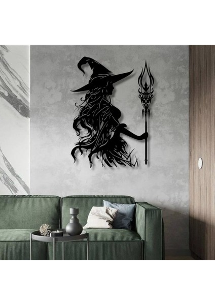 Büyücü Kadın Metal Duvar Dekoru – Fantastik ve Gotik Sanat Tasarımı