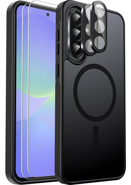Samsung Galaxy A26 Uyumlu Kamera Lens+Ekran Koruyucu Magsafe Şarj Destekli Iz Tutmaz Mat Kapak
