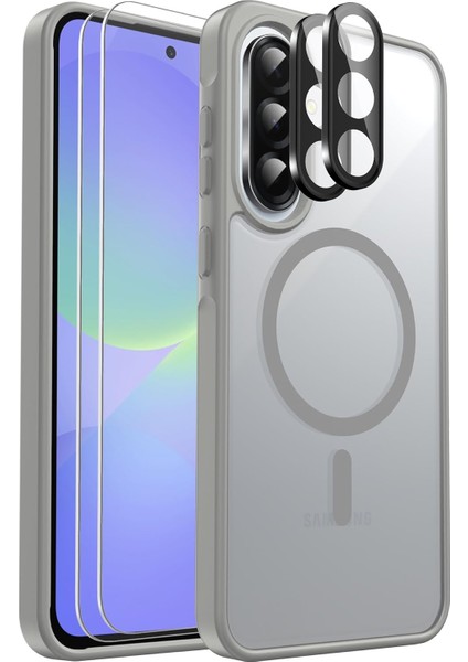 Samsung Galaxy A56 Uyumlu Kamera Lens+Ekran Koruyucu Magsafe Şarj Destekli Iz Tutmaz Mat Kapak