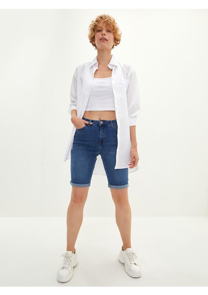 Yeni Sezon Yüksek Bel Cep Detaylı Kadın Rodeo Jean Şort fiyatları