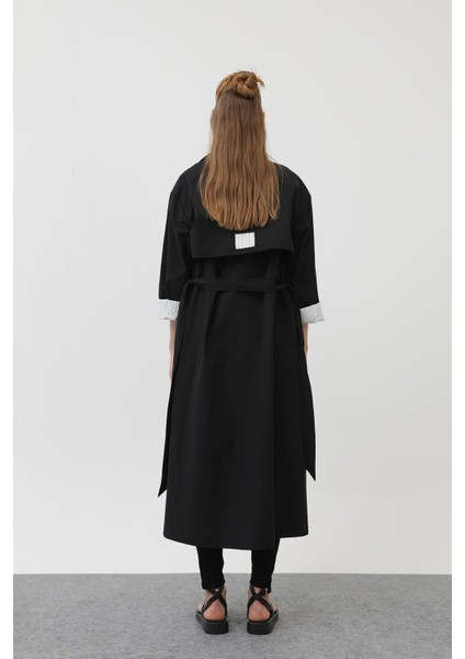 Kadın Garni Çizgili Detaylı Trench Trençkot 32141 modelleri