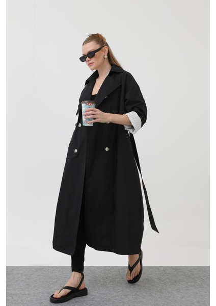 Kadın Garni Çizgili Detaylı Trench Trençkot 32141 indirimleri