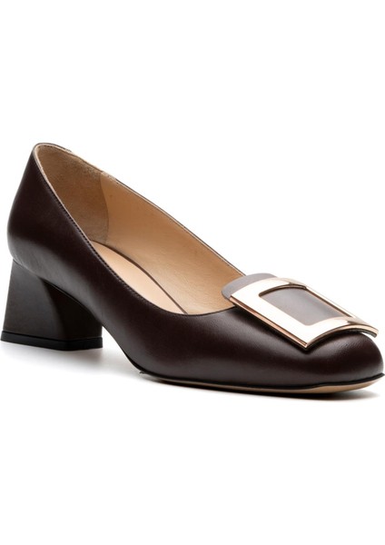 Gesa Kahve Hakiki Deri Kadın Kalın Topuk fiyatları