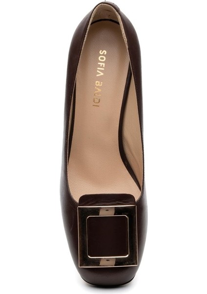 Gesa Kahve Hakiki Deri Kadın Kalın Topuk fırsatları