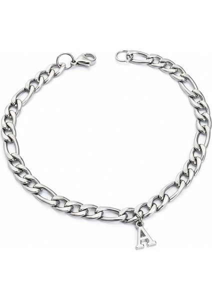 Kişiye Özel Harfli Figaro Unisex Çelik Bileklik Sevgiliye Eşe Hediye ACK06H fiyatları