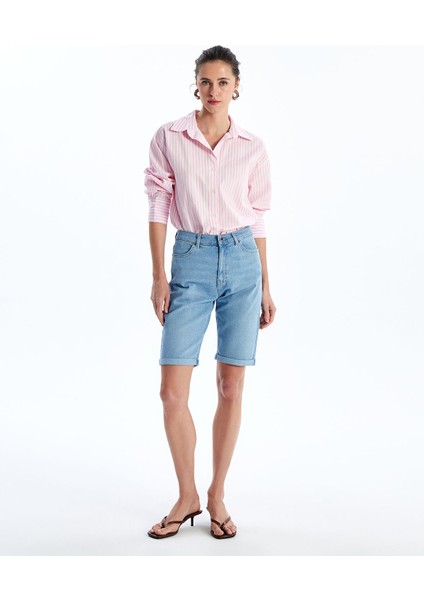 Yeni Sezon Bermuda Fit Kadın Jean Şort