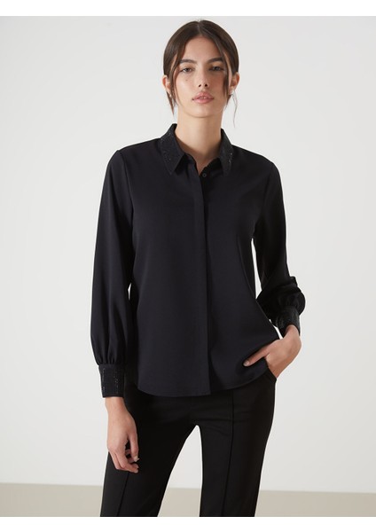 Yeni Sezon Taş Detaylı Aerobin Kadın Gömlek