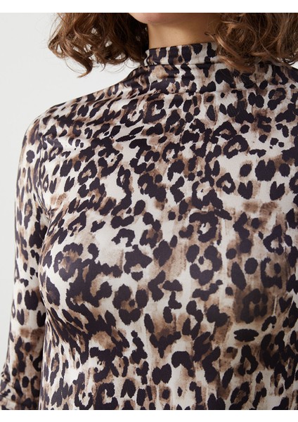 Yeni Sezon Dik Yaka Leopar Desenli Kadın Bluz modelleri