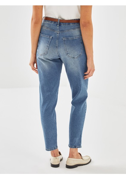 Yeni Sezon Beli Kemerli Mom Fit Kadın Jean Pantolon fırsatları