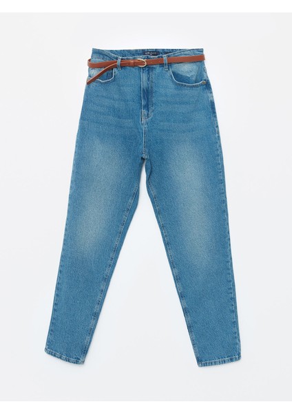 Yeni Sezon Beli Kemerli Mom Fit Kadın Jean Pantolon indirimleri