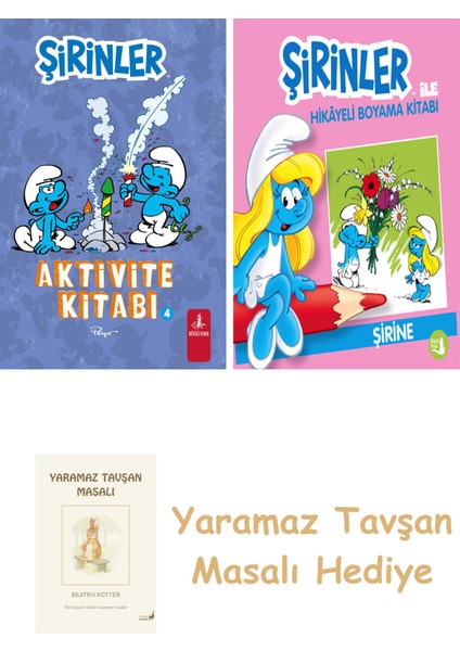 Şirinler - Aktivite Kitabı 4 + Şirinler ile Hikâyeli Boyama Kitabı - Şirine + Yaramaz Tavşan Masalı