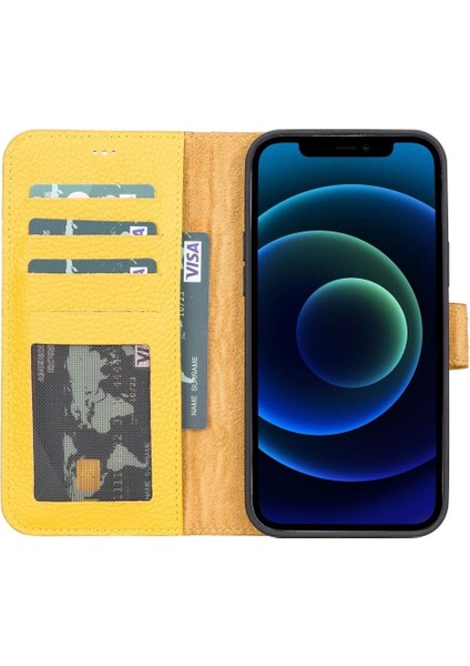 Apple iPhone 13 Pro Max Uyumlu Deri Cüzdanlı Kılıf FL12 Sarı fiyatları