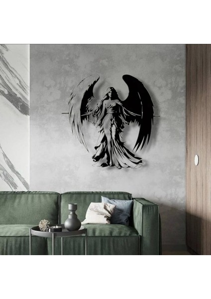 Melek Figürlü Metal Duvar Dekoru – Gücün ve Zarafetin Sembolü fırsatları