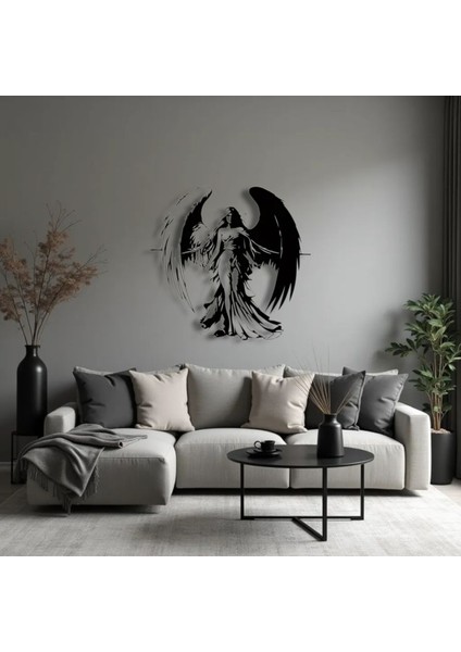 Melek Figürlü Metal Duvar Dekoru – Gücün ve Zarafetin Sembolü