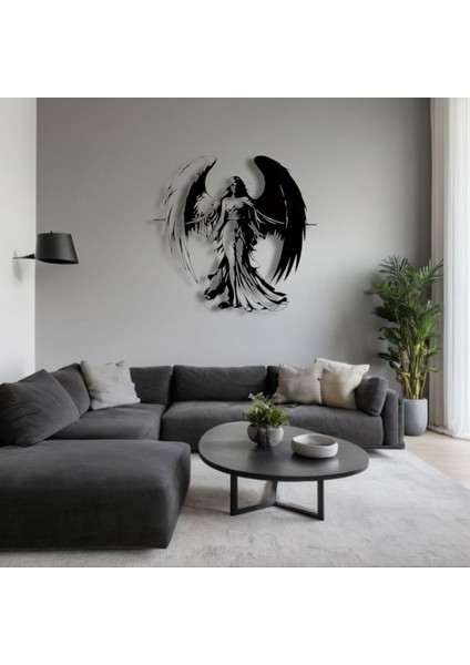 Melek Figürlü Metal Duvar Dekoru – Gücün ve Zarafetin Sembolü