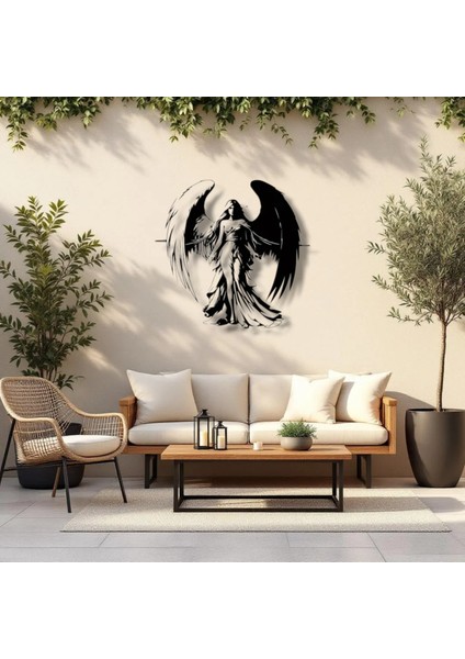 Melek Figürlü Metal Duvar Dekoru – Gücün ve Zarafetin Sembolü