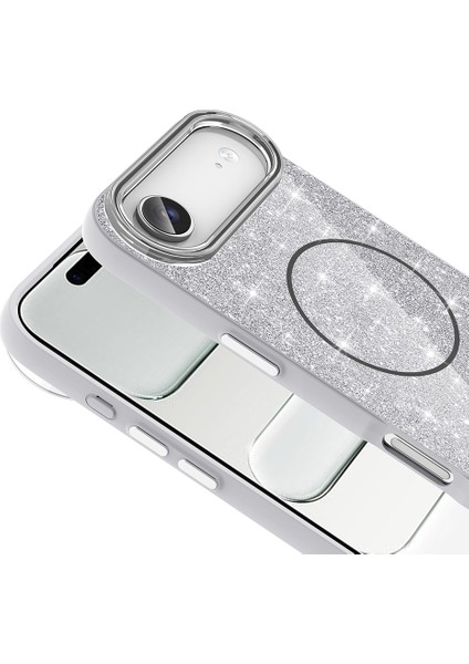 Iphone 17 Air Uyumlu Kılıf Magsafe Destekli Parıltılı Simli Işıltlı Kamera Korumalı Kapak modelleri