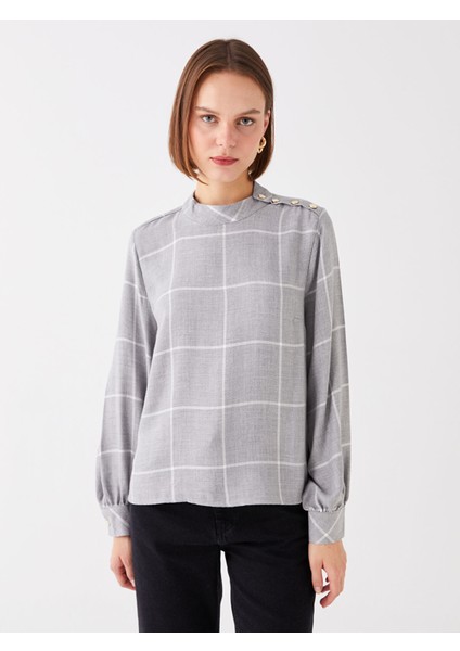 Yeni Sezon Bisiklet Yaka Ekose Uzun Kollu Kadın Bluz fiyatları