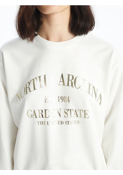 Yeni Sezon Bisiklet Yaka Baskılı Kadın Sweatshirt modelleri