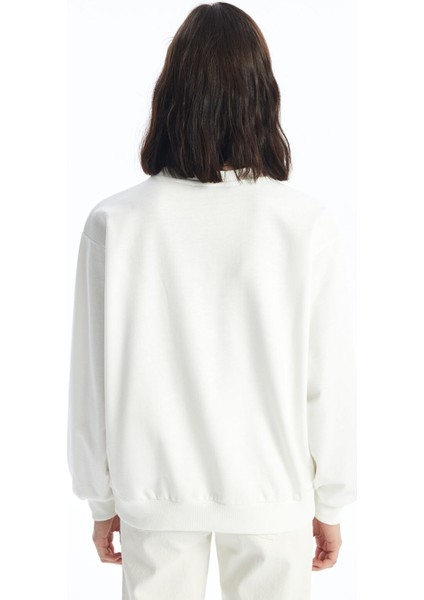 Yeni Sezon Bisiklet Yaka Baskılı Kadın Sweatshirt fırsatları