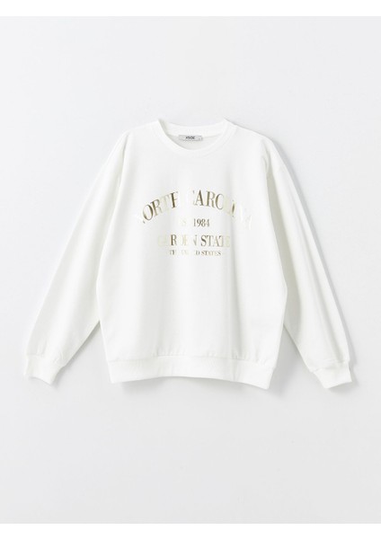 Yeni Sezon Bisiklet Yaka Baskılı Kadın Sweatshirt indirimleri