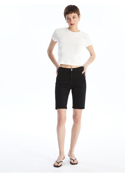 Yeni Sezon Bermuda Fit Kadın Jean Şort