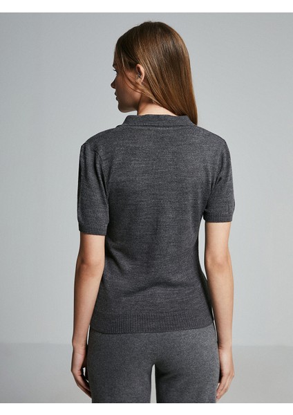 Yeni Sezon Polo Yaka Düz Kısa Kollu Kadın Triko Kazak indirimleri