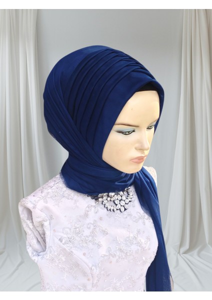 Açık Lacivert Esnek Kumaş Tektek Hazır Duvak Hazır Şal Hazır Türban fiyatları