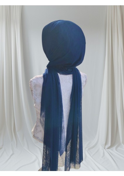 Açık Lacivert Esnek Kumaş Tektek Hazır Duvak Hazır Şal Hazır Türban modelleri