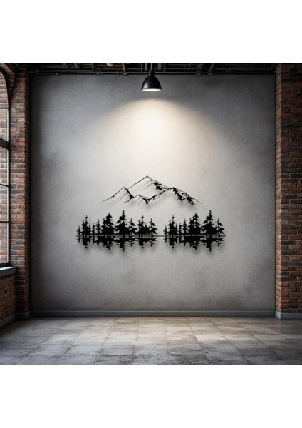 Dağ ve Orman Silüeti Metal Duvar Dekoru – Doğa Temalı Minimalist Tasarım