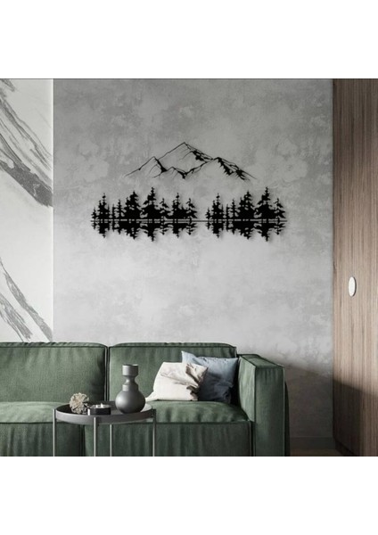 Dağ ve Orman Silüeti Metal Duvar Dekoru – Doğa Temalı Minimalist Tasarım fırsatları