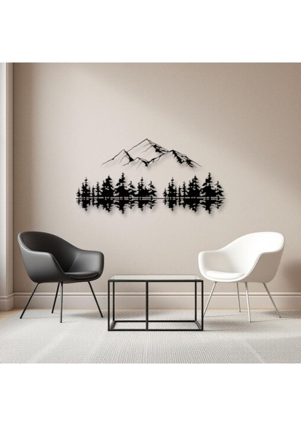 Dağ ve Orman Silüeti Metal Duvar Dekoru – Doğa Temalı Minimalist Tasarım
