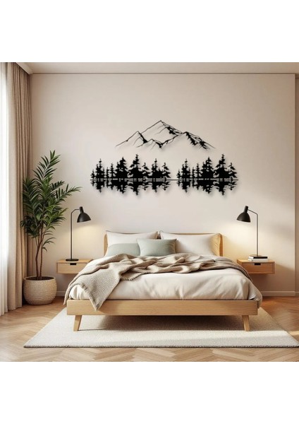 Dağ ve Orman Silüeti Metal Duvar Dekoru – Doğa Temalı Minimalist Tasarım