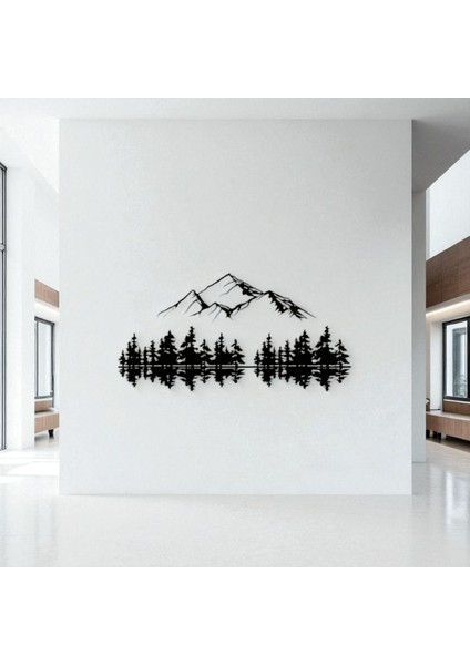 Dağ ve Orman Silüeti Metal Duvar Dekoru – Doğa Temalı Minimalist Tasarım