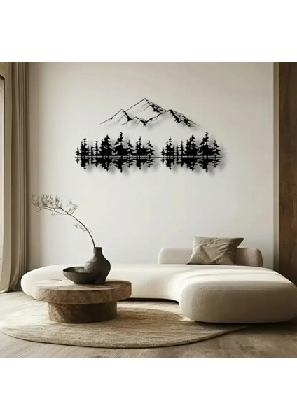 Dağ ve Orman Silüeti Metal Duvar Dekoru – Doğa Temalı Minimalist Tasarım
