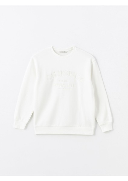 Yeni Sezon Bisiklet Yaka Nakışlı Kadın Kalın Sweatshirt indirimleri