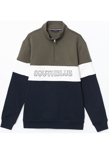 Yeni Sezon Dik Yaka Uzun Kollu Renk Bloklu Erkek Sweatshirt indirimleri